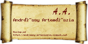 Andrássy Artemíszia névjegykártya